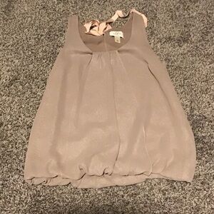 LOFT Taupe Sleeveless Top with Bow Detail